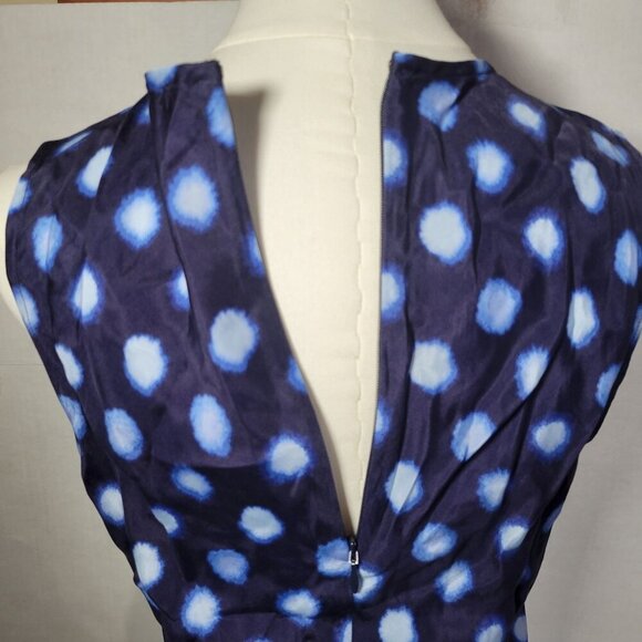 J.Crew Sleeveless Blue Polka Dot Side Slit Sleeveless Maxi Slip Dress Size 6 - Picture 4 of 9